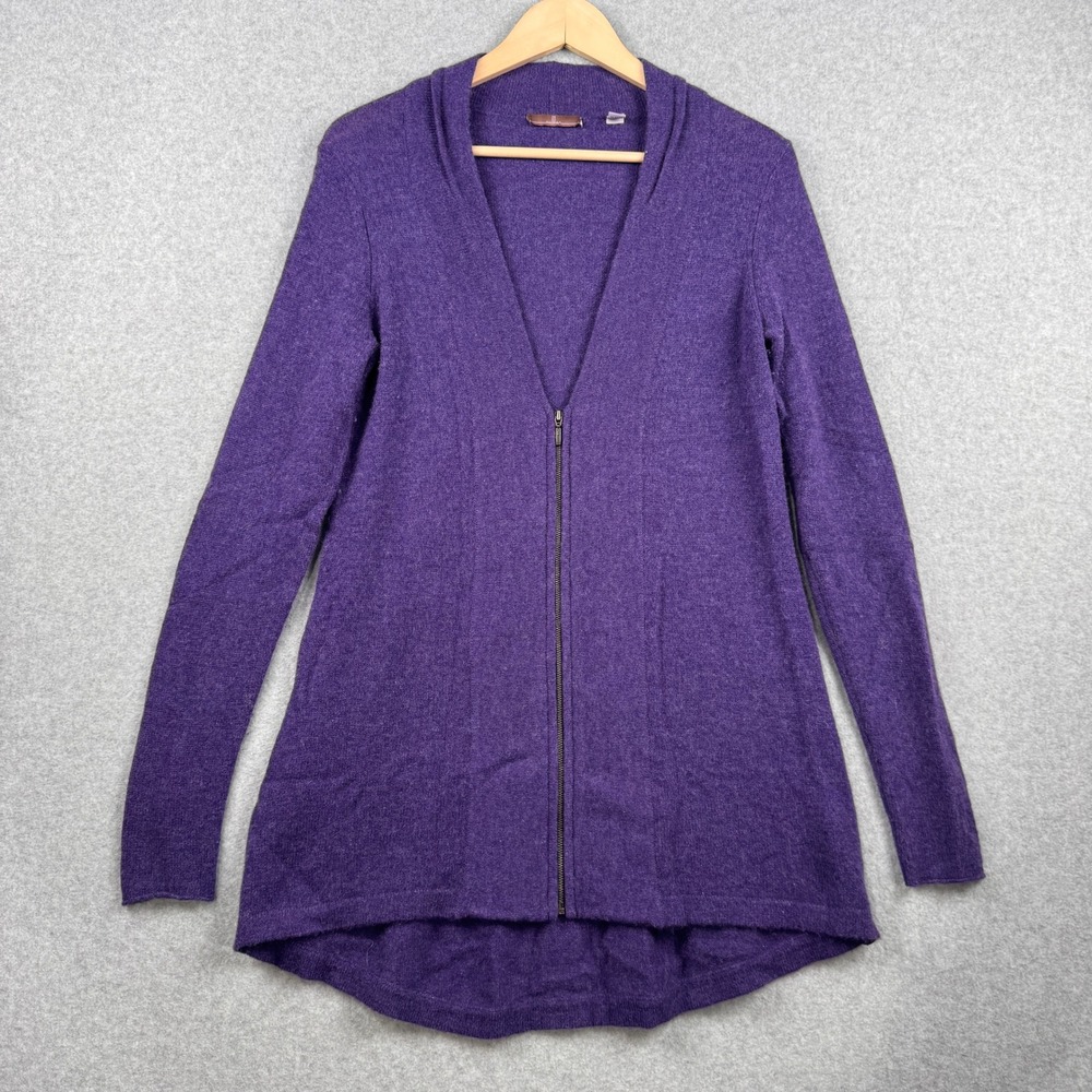 Cullen Cardigan Womens Small Purple 100% Cashmere Sweater Zip Up Longline V Neck